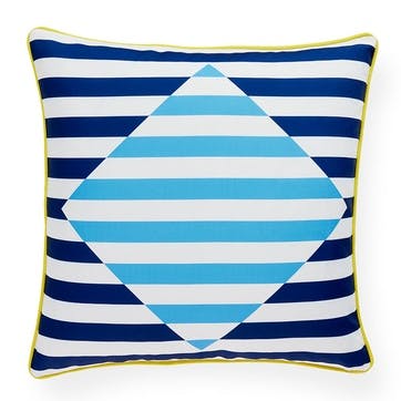 Flip Stripe Reversible Outdoor Cushion 51x51cm, Blue/White