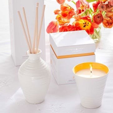 Freedom Ceramic Candle , White, Orange