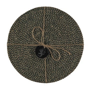 Jute Set of 4 Placemats D27cm, Olive