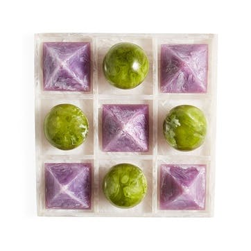 Mustique Tic Tac Toe Set 27 x 27cm, Green & Lavender