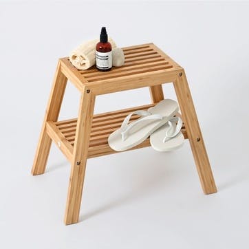 Slatted stool, H42 x W50.5 x D35.4cm, Wireworks, bamboo