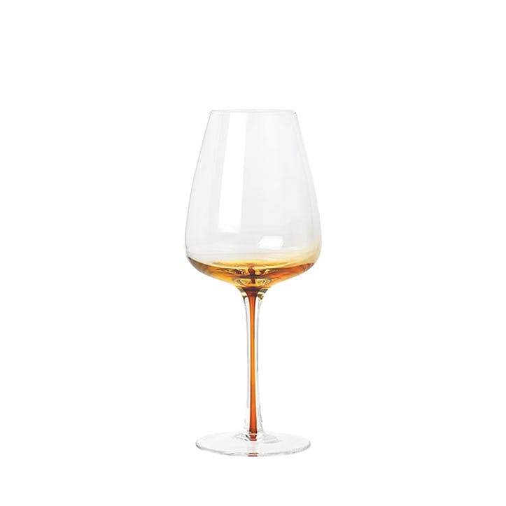 Amber Mouth Blown Red Wine Glass