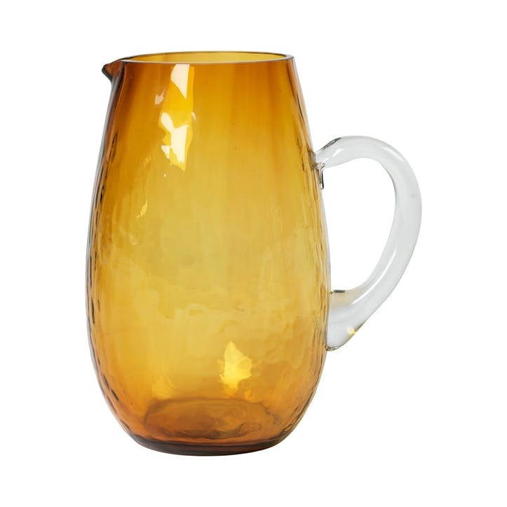 Hammered Mouth Blown Jug H22cm, Amber