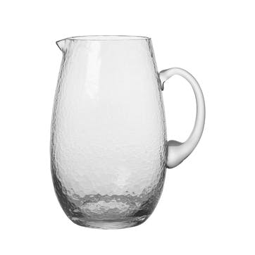 Hammered Mouth Blown Jug H22cm, Clear