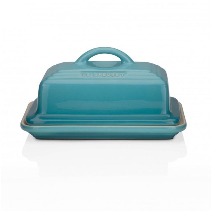 Stoneware Butter Dish; Teal