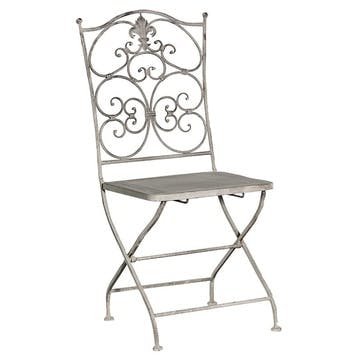 Grey-Wash Metal Folding Chair