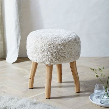 Sheepskin Stool, H47cm x W40cm, Pearl