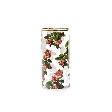 Toiletpaper Roses Cylindrical Vase H30cm, Multi