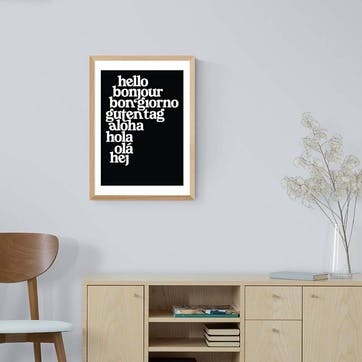 Limbo and Ginger Hello World Print, Black