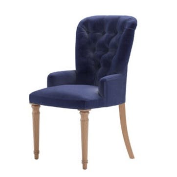 Sinclair, Dining Chair, Prussian Blue Cotton Matt Velvet