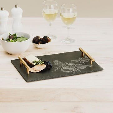 Bee Medium Slate Serving Tray H25 x W35cm, Black