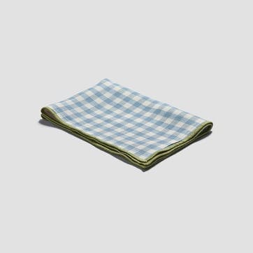 Gingham Linen Set of 4 Placemats 35 x 50cm, Warm Blue