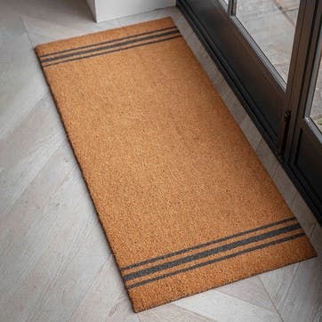 Triple Stripe Doormat L125 x W55cm, Beige
