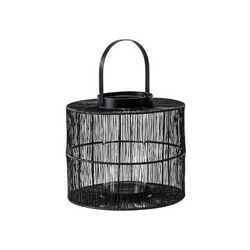 Portofino Wirework Lantern with Glass Insert H22cm, Black