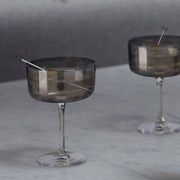 Lunar Set of 2 Champagne/Cocktail Glasses 230ml, Lunar Grey