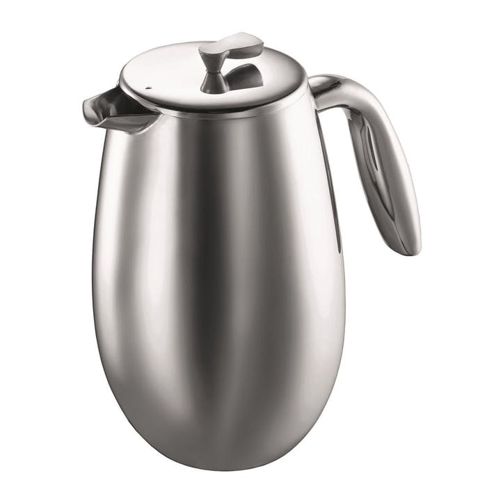 Colombia, Double Wall 8 Cup French Press, 1 Litre, Silver