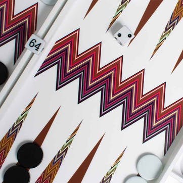 Zig Zag Backgammon Board L45 x W38cm, White