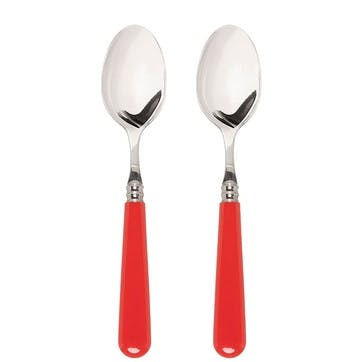 Set of 2 Dessert Spoons, Classic Red