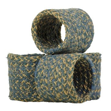 Jute Set of 4 Napkin Rings H5 x D5cm, Gull Grey