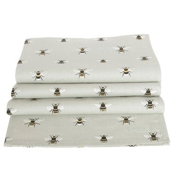 Bees Linen Table Runner 35 x 280cm, Natural, Yellow