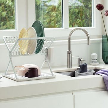 SinkSide Foldable Dish Drying Rack Small, Light Grey