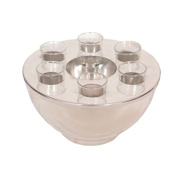 Spirit Cooler Bowl and 6 Shot Glasses, Stainless Steel