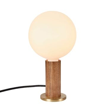 Knuckle Pendant Table Lamp with Sphere Bulb H30 x D15cm Walnut & Brass