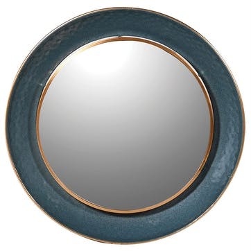 Round Mirror D88cm, Teal Edge