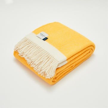 Blanket, 130 x 250cm, Atlantic Blankets, Herringbone, yellow/cream wool