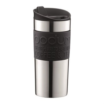 Travel Mug, 350ml, Silver/Black