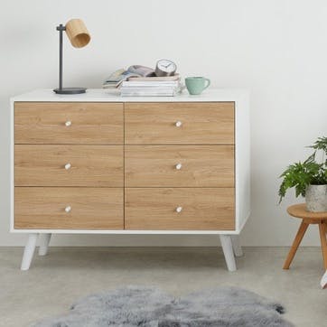Larsen Wide Chest Of Drawers, Oak and  White