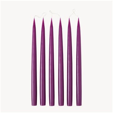 Set of 6 Tapered Dinner Candles H35cm, Dark Heather