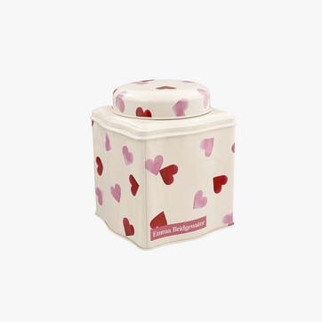 Pink Hearts Dome Lid Wavy Caddy 10cm x 10cm x 11cm