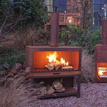 Outdoor Heater and Wood Store H76.5cm, Rust