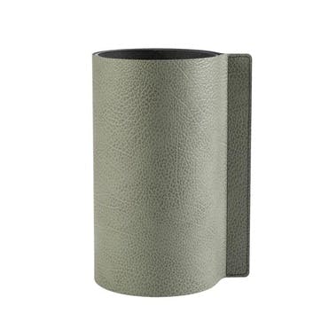 Block Recycled Leather Vase, Hippo Olive Green