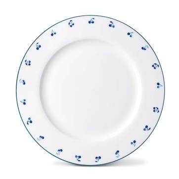 Cherry Dinner Plate , Vintage Blue