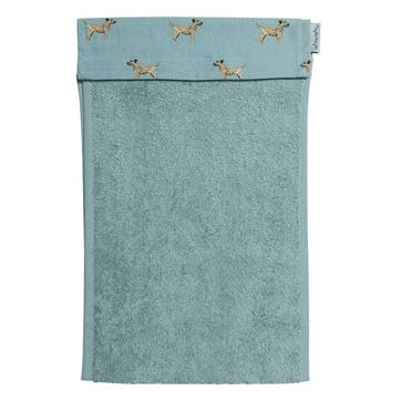 Border Terrier Roller Hand Towel , Teal, Taupe, Brown