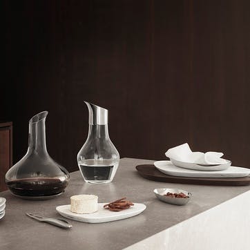 Wine carafe and coaster, 23cm, Georg Jensen, Sky, glass and stainless steel