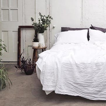 White Linen Duvet Cover, Super King