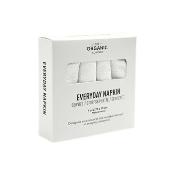 Herringbone Set of 4 Everyday Napkins 20 x 20cm, Natural White