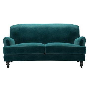 Snowdrop Button Back Two and a Half Seat Sofa, Jade Smart Velvet