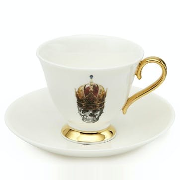 Rock and Roll Skull in Red Crown Tea Cup & Saucer