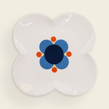 Atomic Flower Flower Shaped Platter 36cm, White/Navy