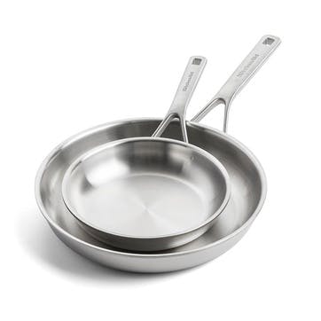 MultiPly Stainless Steel Frying Pan Set, 20cm & 28cm, Silver