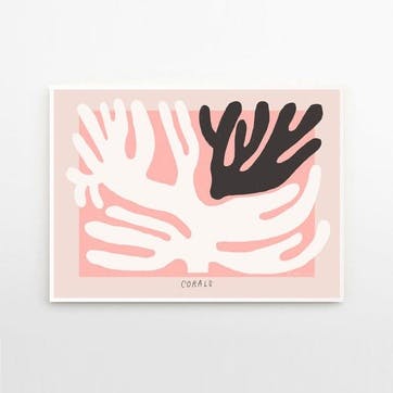 Madelen Möllard Black and White Coral, 50x70, Black/White/pink