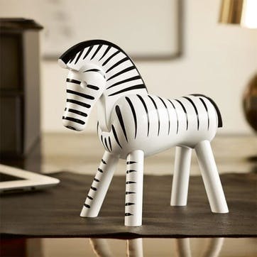 Zebra Wooden Figurine, Black/White