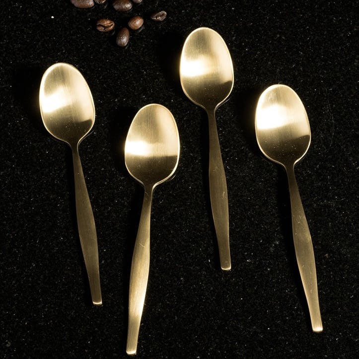 Edited Brushed Gold Tea Spoons, Set of 4