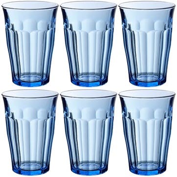 Picardie Set of 6 Tumblers, 360ml, Marine