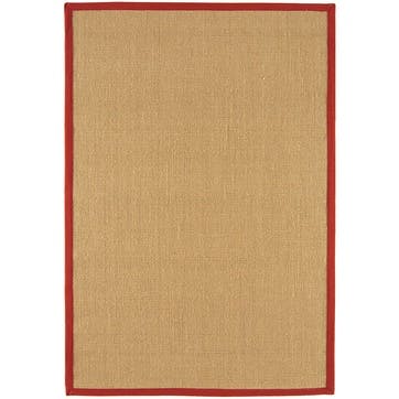 Sisal  linen border runner 200 x 300cm, red