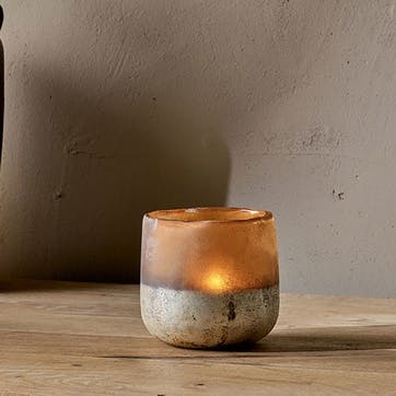 Ngolo Tealight Holder D9cm, Amber